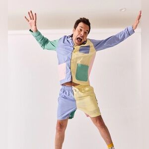 NWT Alex Mill P’Jimmies Sleep Shorts Pastel Colorblock Medium Drawstring Unisex